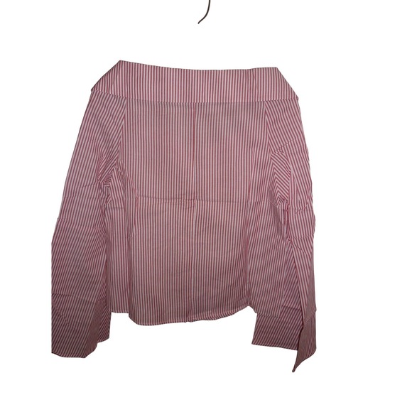 Blashe Striped Off Shoulder Bell Sleeve Square Neck Button Up Blouse M - Picture 7 of 9